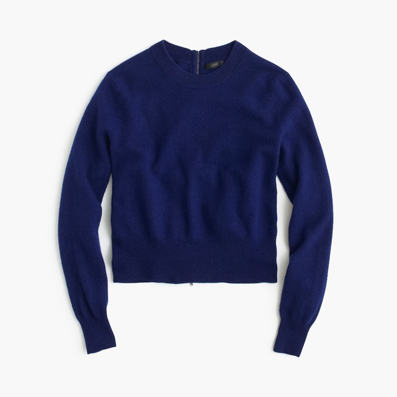 J.Crew  Women's Navy Blue Wool Back-zip Sweater - Picture 2 of 3